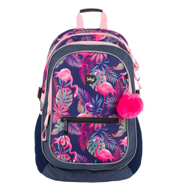 BAAGL Šolski nahrbtnik Flamingo