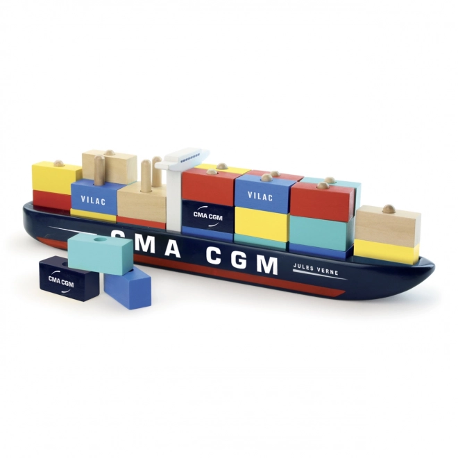 Vilac Lesena sestavljanka zabojniška ladja CMA CGM Jules Verne
