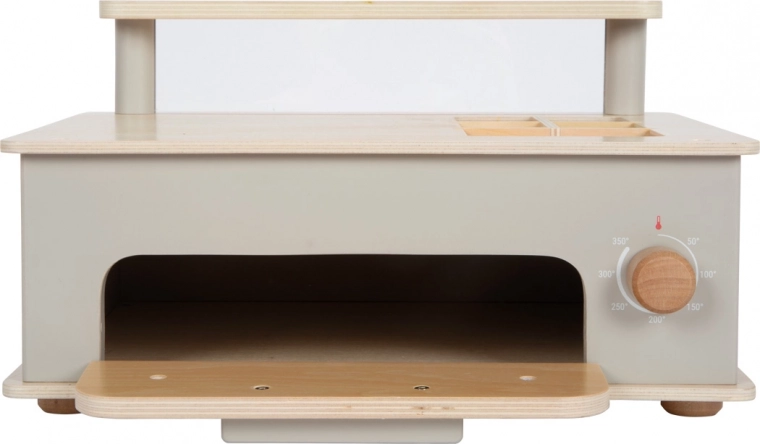 Avtentična lesena peč z gumbom, ki klika