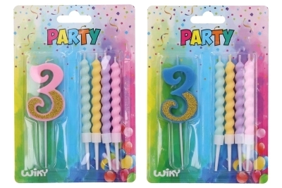 Party svečka številka 3 z dodatnimi svečkami