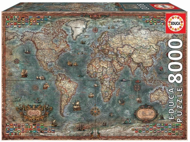 Educa Puzzle Politični zemljevid sveta 8000 kosov