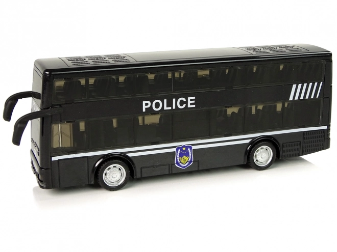 Policijski dvonadstropni črni avtobus s trenjem na pogon