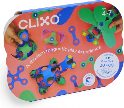 Magnetni bloki Clixo Crew paket, zelena in modra