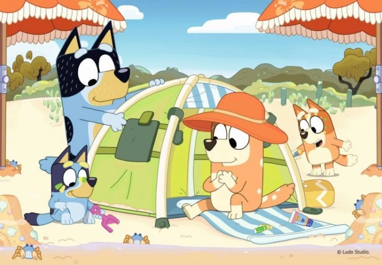 Sestavljanka Bluey na plaži 35 kosov