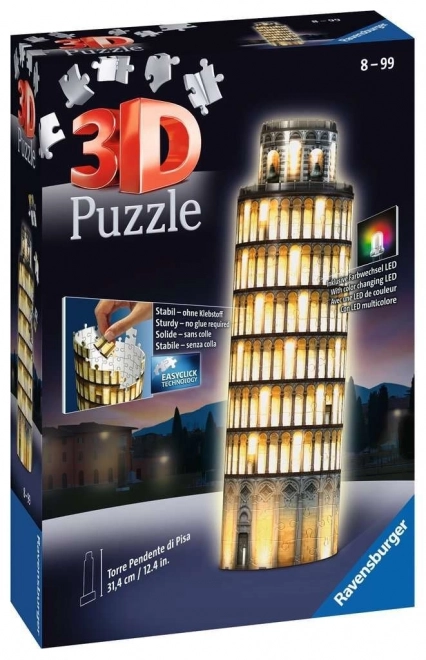 RAVENSBURGER Sijajča 3D puzzle Nočna edicija Poševni stolp v Pisi 216 kosov