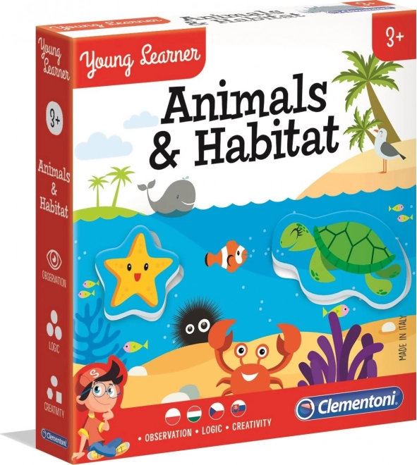 Clementoni Young Learner: živali in njihova okolja puzzle 6×3 koščki
