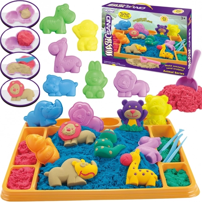 Čarobni Pesek Woopie Safari Pustolovski Set XL ZOO s Mizo in Modeli