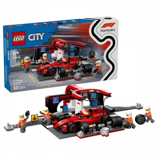 LEGO City 60443 F1 Pit Stop s mehaniki in Ferrarijem