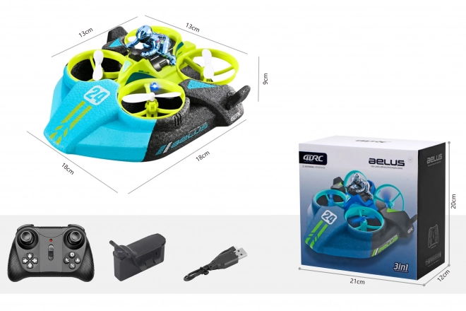Dron Aelus 3v1 RC na daljinsko upravljanje 18x18x9 cm