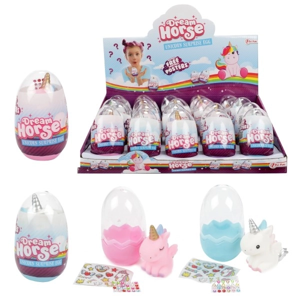 Jajce s presenečenjem samorog plast 3 barve 6x10cm