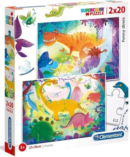 Sestavljanka 2×20 Super Color – zabavni dinozavri