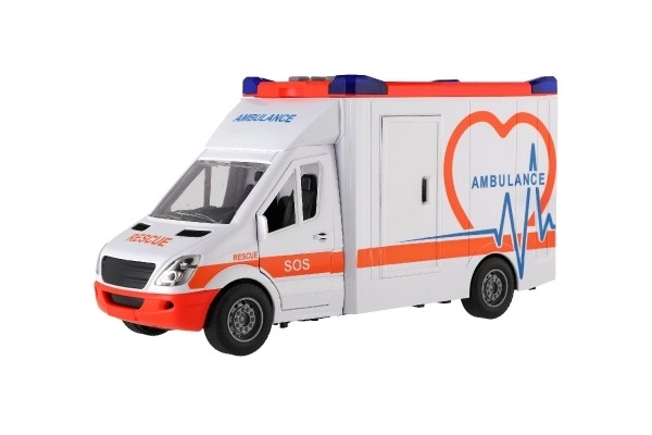 Igračka Ambulanca Plastična 28cm s Nosili in Vztrajnikom s Svetlobo in Zvokom