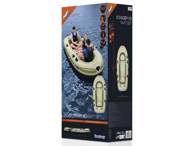 Napihljiv čoln za 3 osebe z vesli Voyager X3