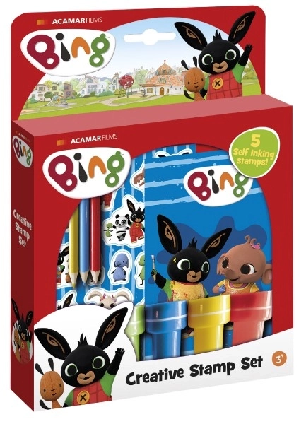 Set žigov in nalepk Bing Bunny v škatli 18x25x3,5cm