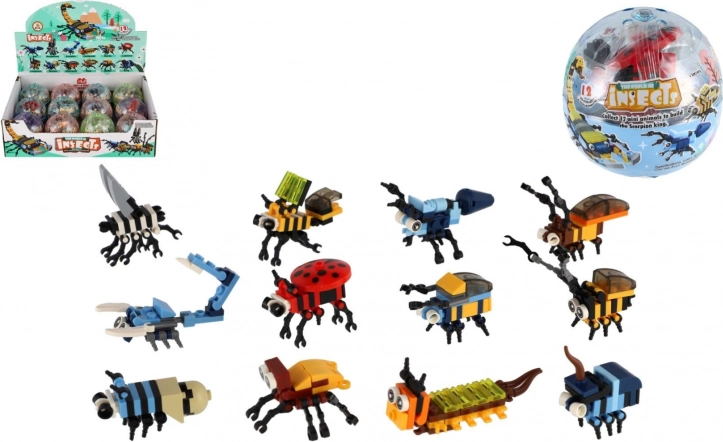gradbeni set žuželke – mini modeli v krogli, mešanica vrst