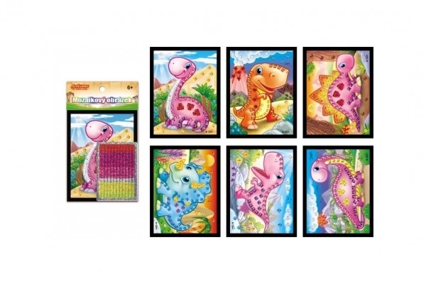 Mozaikna slika mini svetleči dinozaver 10x12cm mix vrst