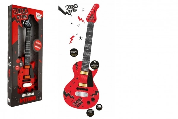 Električna kitara ROCK STAR plast 58cm na baterije z zvokom, svetlobo v škatli 24x62x5,5cm