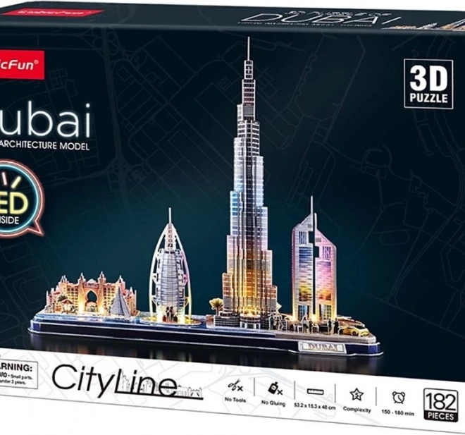 Svetleče 3D panoramske puzzle Dubaj CityLine od CUBICFUN, 182 kosov