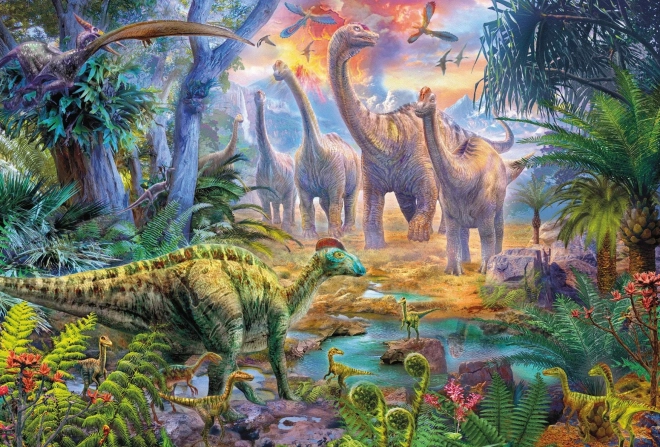 SCHMIDT Puzzle Dinozavri 4v1 v pločevinastem kovčku (60,60,100,100 kosov)