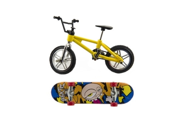 Kolo + skateboard na prst plast 10cm na kartici