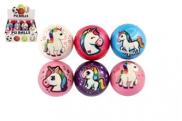 Unicorn žogica pene 8cm mešanica barv v vrečki 24 kosov v škatli