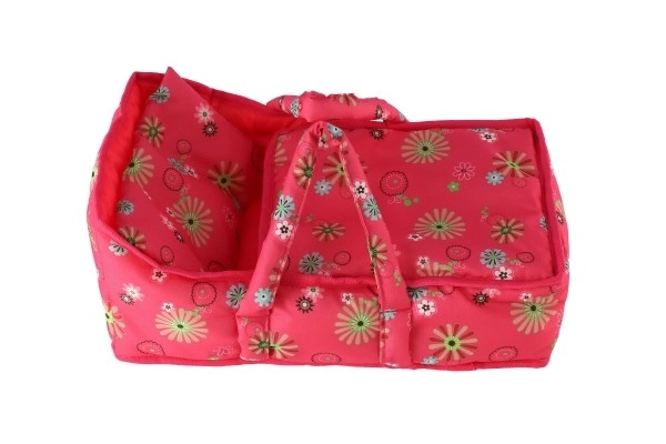 Tkaninska prenosna košarica za punčke Pink Floral 21x40x18 cm