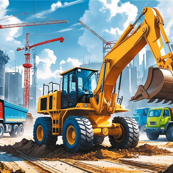 Sestavljanka Traktor z bagralnikom 60 kosov