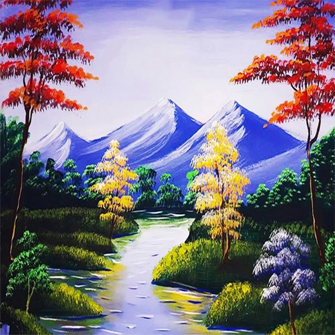 Diamantno slikanje Gorski potok 30x40 cm