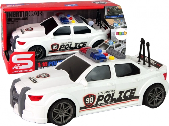 Policijski športni avto 1:16 bel z zvoki