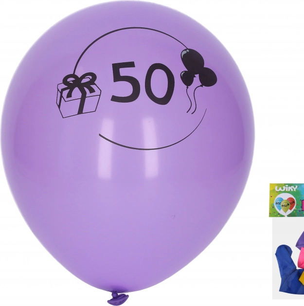 Baloni 30 cm s številko 50, mešanica barv – komplet 5 kosov