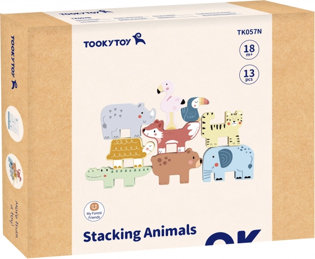 Lesene kocke živali Montessori 9 kosov od Tooky Toy