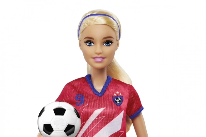 Barbie nogometna punčka v rdečem dresu