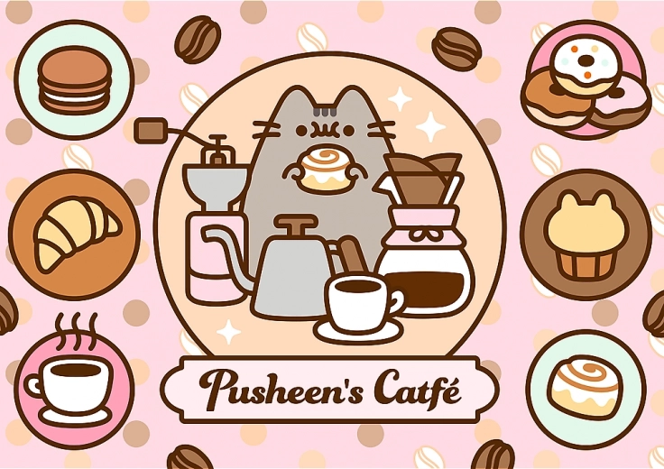 Sestavljanka 500 kosov – PUSHEEN v kavarni Trefl