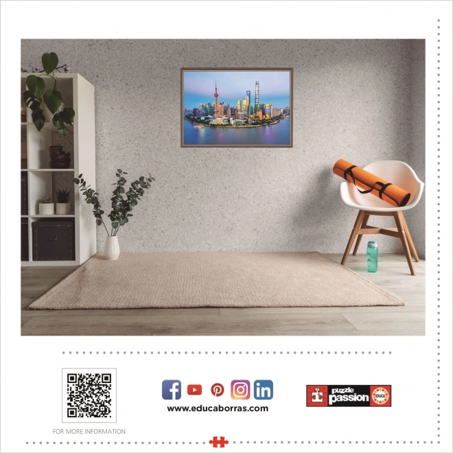 Educa Puzzle Panorama Šanghaj ob sončnem zahodu 1000 kosov