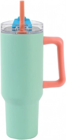 Velik termo lonček s slamico – zelen 1200 ml