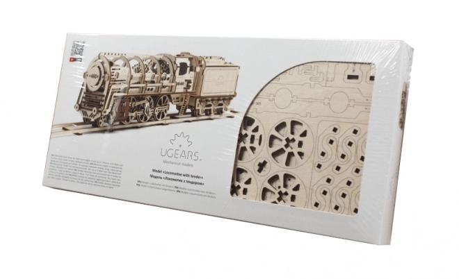 Mehanske lesene puzzle UGEARS - Parna lokomotiva s tenderjem