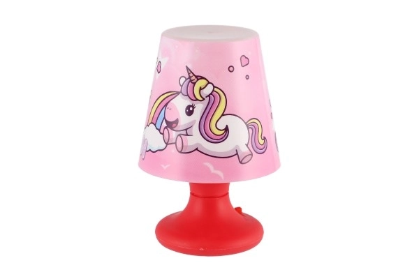Mini lučka z enorogom za mizo plast 8,5x11cm na baterije 3 barve
