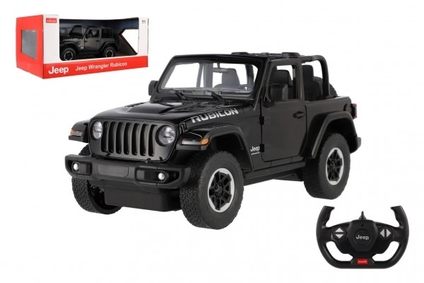 Avto RC Jeep Wrangler Rubicon črni plast 29cm 2,4GHz na dalj. upr. na baterije v škatli 44x19x26cm