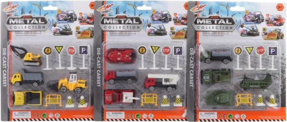 Set kovinskih avtomobilov z znaki