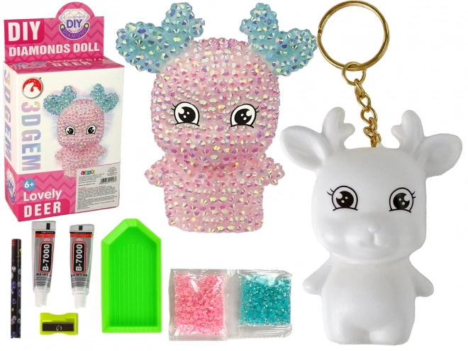 Kreativni set DIY roza diamantni jelenček 3D obesek s kristali