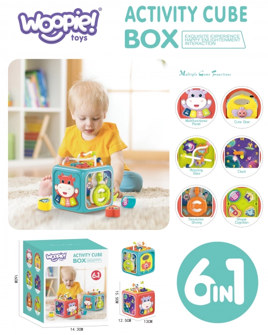 Interaktivna senzorična kocka Montessori 6v1