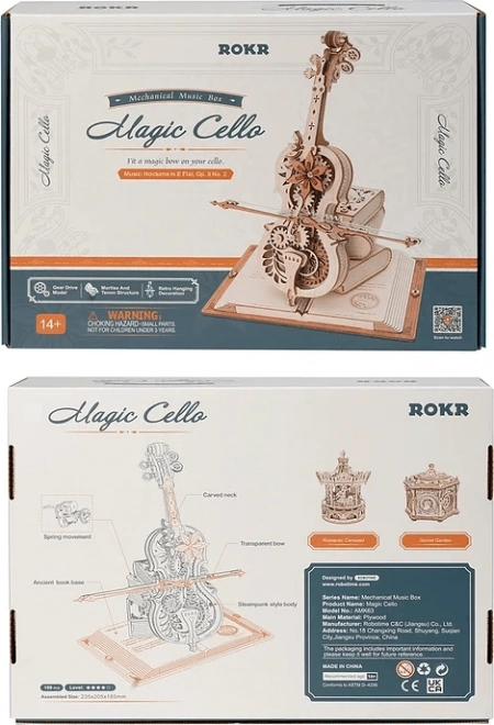 RoboTime lesene mehanske uganke Čarobni violončelo (električni pogon)