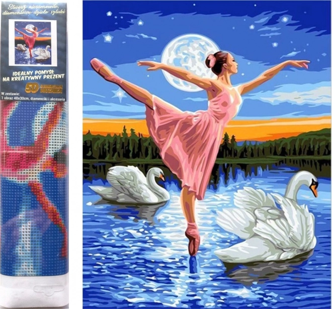 Diamantno slikanje Baletka med labodi 30x40 cm