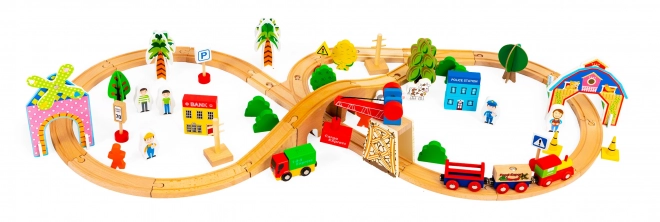 Lesena železnica 74 delov Ecotoys