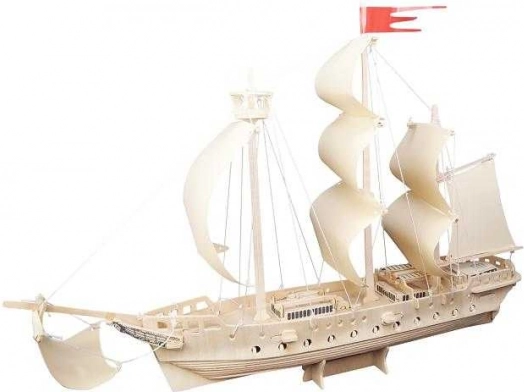 Woodcraft lesene 3D sestavljanke jadrnica – naravno