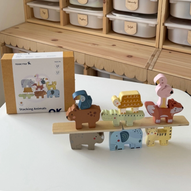 Lesene kocke živali Montessori 9 kosov od Tooky Toy