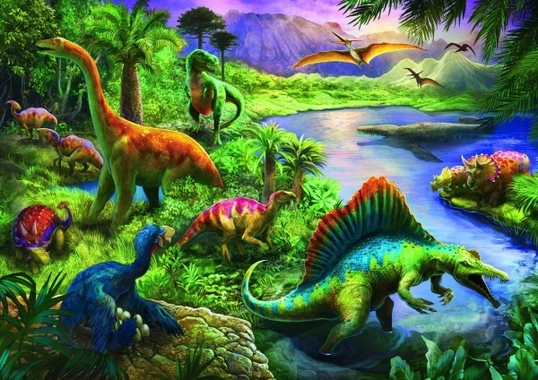 Sestavljanka Dinosavri 200 kosov 48x34cm v škatli 33x23x4cm