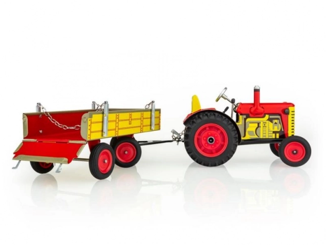 Traktor Zetor z navesom rdeč na ključek kovinski 28cm Kovap v škatli