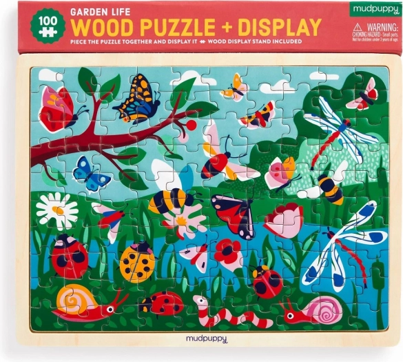 Lesene puzzle MUDPUPPY – življenje na vrtu, 100 kosov