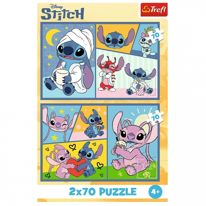 Sestavljanka 2x70 - Disney Lilo in Stič - Brez dolgčasa s Stičem